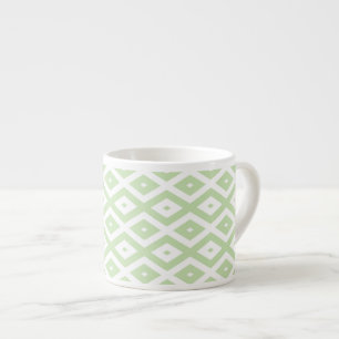 Pale green and white diamond pattern espresso cup