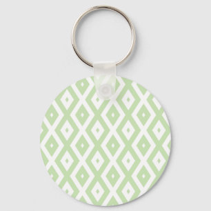Pale green and white diamond pattern key ring