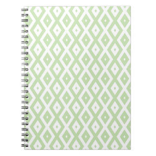 Pale green and white diamond pattern notebook