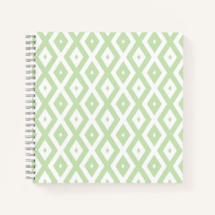 Pale green and white diamond pattern notebook