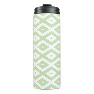 Pale green and white diamond pattern thermal tumbler