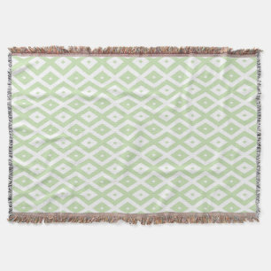 Pale green and white diamond pattern throw blanket