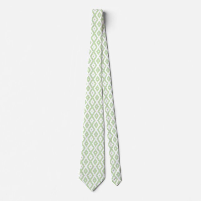 Pale green and white diamond pattern tie (Front)