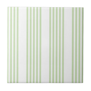 Pale green and white five stripes pattern ceramic tile