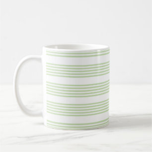 Pale green and white five stripes pattern coffee mug