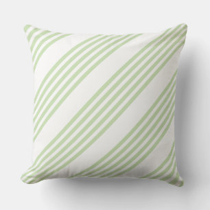 Pale green and white five stripes pattern cushion