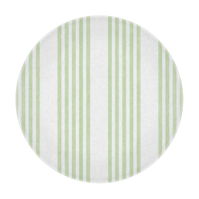 Pale green and white five stripes pattern cutting board (Front)
