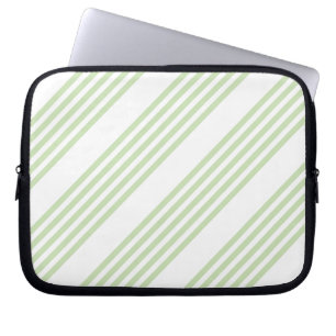 Pale green and white five stripes pattern laptop sleeve