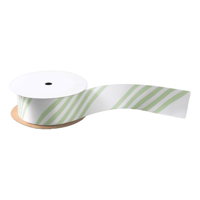 Pale green and white five stripes pattern satin ribbon (Spool)