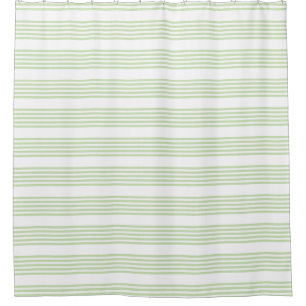 Pale green and white five stripes pattern shower curtain