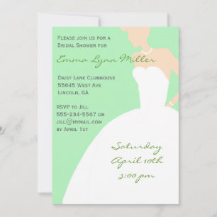 Pale Green Bride Silhouette Bridal Shower Invitati Invitation