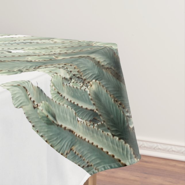 Pale Green Cactus Plants Pattern Tablecloth (In Situ)