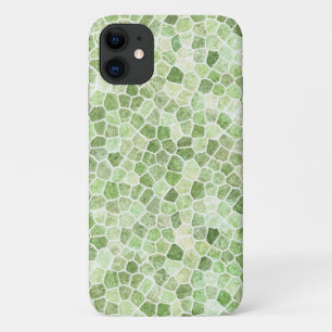 Pale Green Cobbled Patchwork Terrazo Pattern iPhone 11 Case