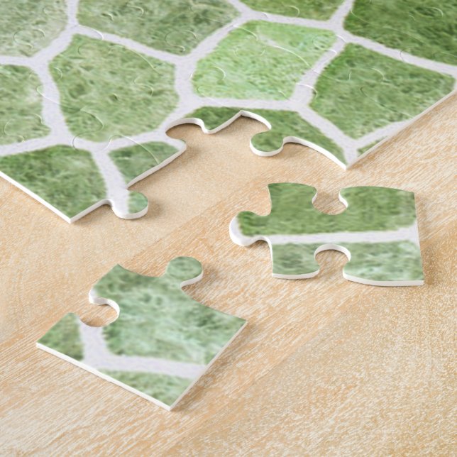Pale Green Cobbled Patchwork Terrazo Pattern Jigsaw Puzzle (Side)