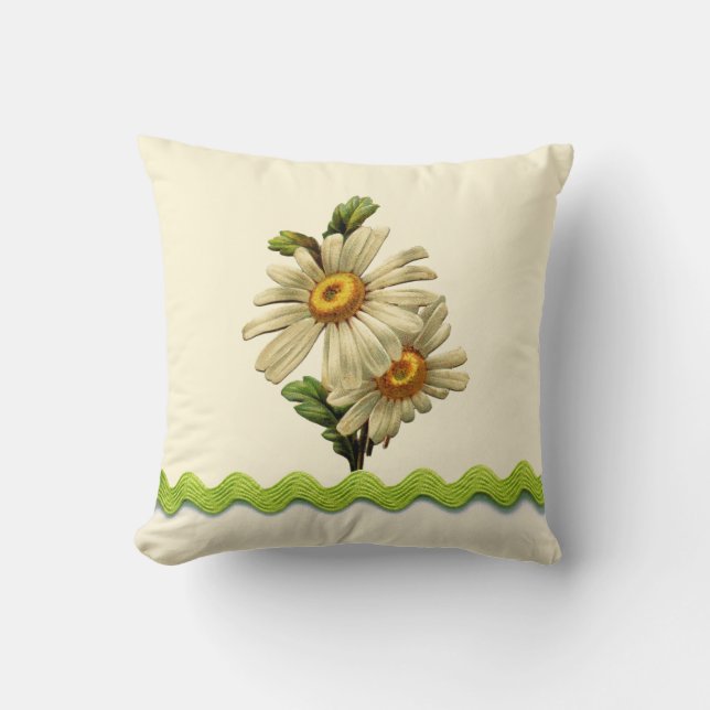 Pale Green Daisy Cushion (Front)