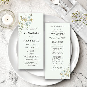Pale Green Delicate Wildflower Boho Wedding Program