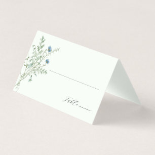 Pale Green Elegant Wildflower Wedding Place Card