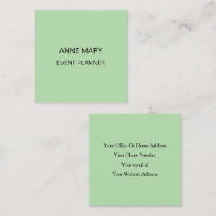 Pale Green Event Planner Wedding Office Light Cool Square Business Card