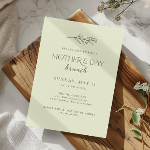 Pale Green Floral Mothers Day Brunch Invitation