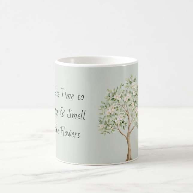Pale Green Flowering Tree Coffee Mug (Center)