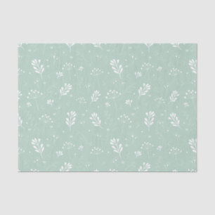 Pale Green Flowers Leaf Pattern Nature Decoupage Tissue Paper