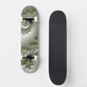 Pale green fractal design necktie skateboard