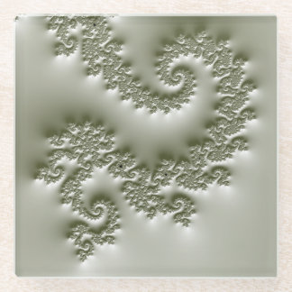 Pale green fractal glass coaster