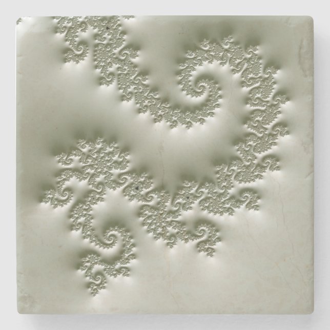 Pale green fractal stone coaster (Front)