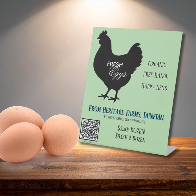 Pale Green Fresh Eggs Farmer's Market Sign QR Code (Creator Uploaded)