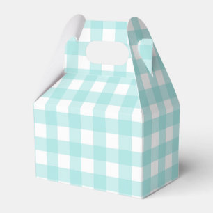 Pale Green Gingham Plaid Gabled Party Favour Box