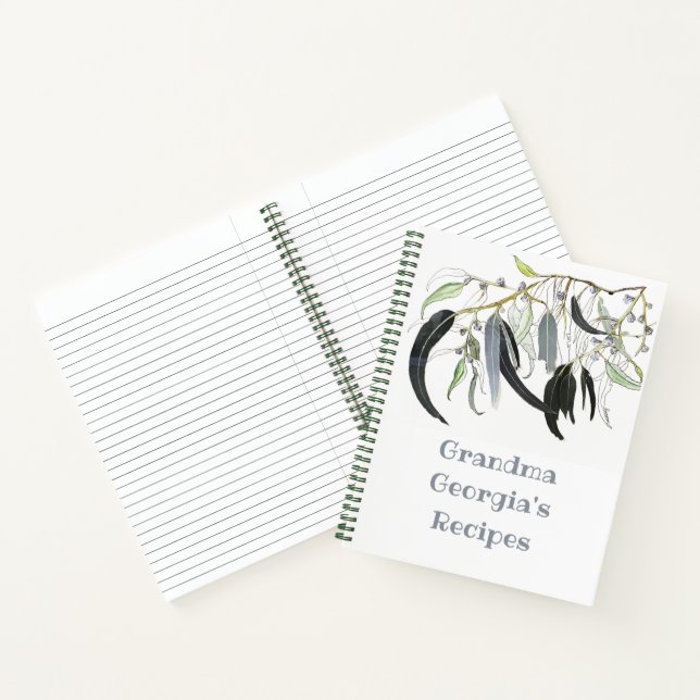 pale green gum leaf watercolour notebook (Inside)