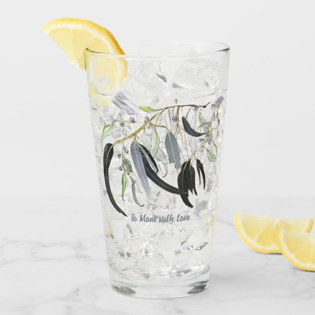 pale green gum leaf with message glass (Front Ice)