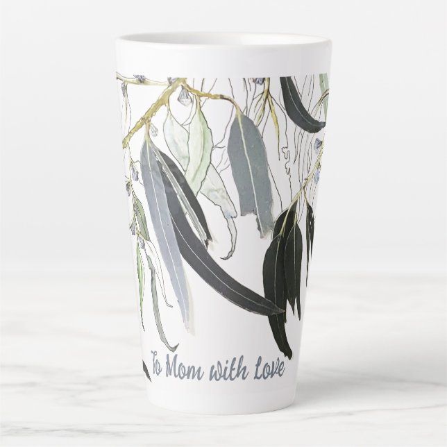 pale green gum leaf with message latte mug (Front)