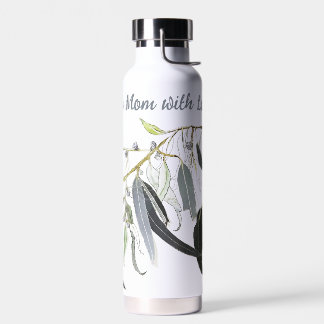 pale green gum leaf with message water bottle