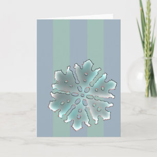 Pale Green Lavender Plastic Snowflake Holiday Card