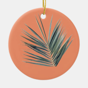 Pale green leaf ceramic ornament