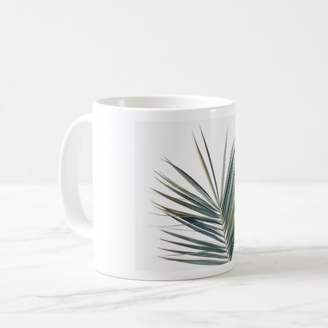 Pale green leaf coffee mug (Front Left)