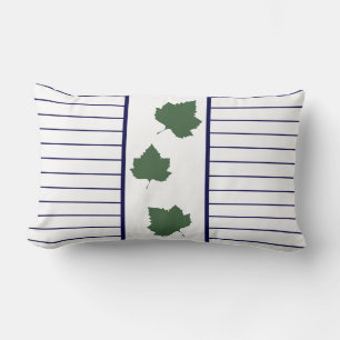 Pale Green Leaf Leaves Blue Stripes Cushion