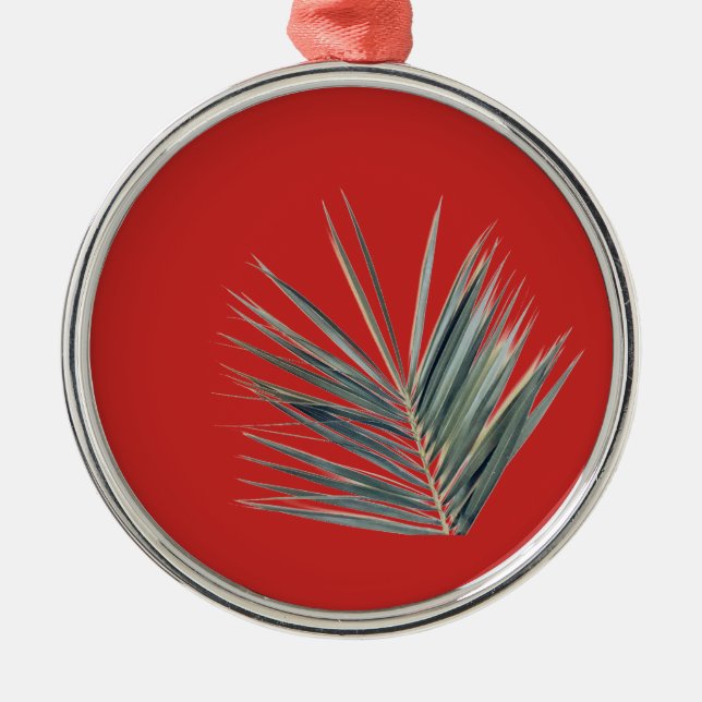 Pale green leaf metal ornament (Front)