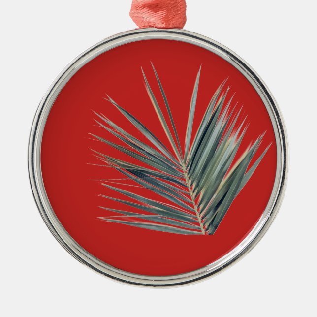 Pale green leaf metal ornament (Front)