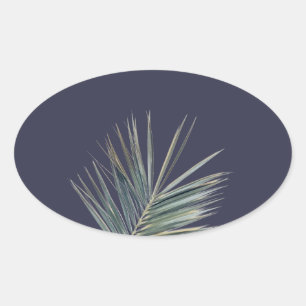 Pale green leaf oval sticker