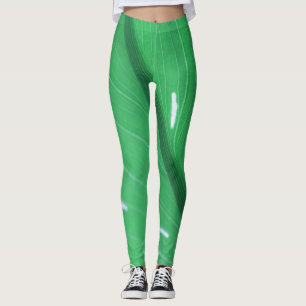 Pale Green Leaf Plant Pastel Colors Leggings