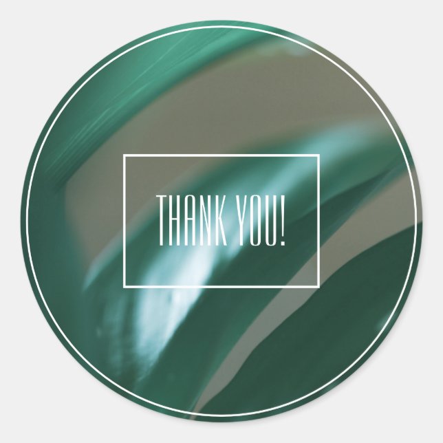 Pale Green Leaf Plant Thank You Sticker (Front)
