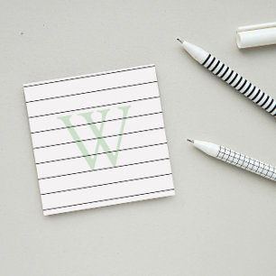 Pale Green Monogram Lined Post-it Notes