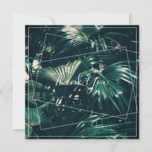 Pale Green Palm Tree Leaf Thank You Flat Card