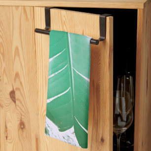 Pale Green Pastel Banana Tree Leaf  Tea Towel