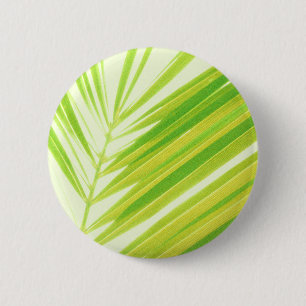 Pale Green Pastel Palm Leaves 6 Cm Round Badge