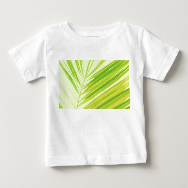 Pale Green Pastel Palm Leaves Baby T-Shirt (Front)