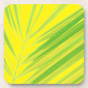 Pale Green Pastel Palm Leaves Coaster