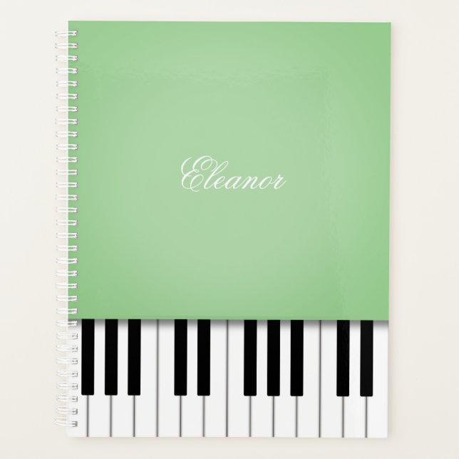 Pale Green Piano Music Keyboard CustomIzed Planner (Front)